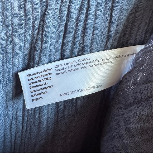 Eileen Fisher Blue Organic Cotton Gauze Wide-Leg Pant Cropped Sz L 22” Inseam - Picture 13 of 13
